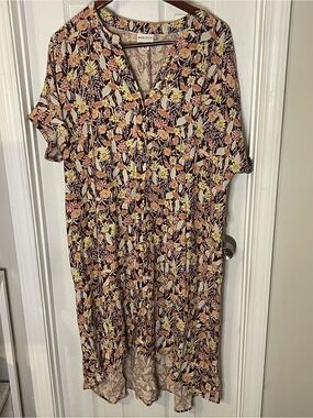 Ava & Viv Floral High-Low Dress in Burgundy, cream and peach